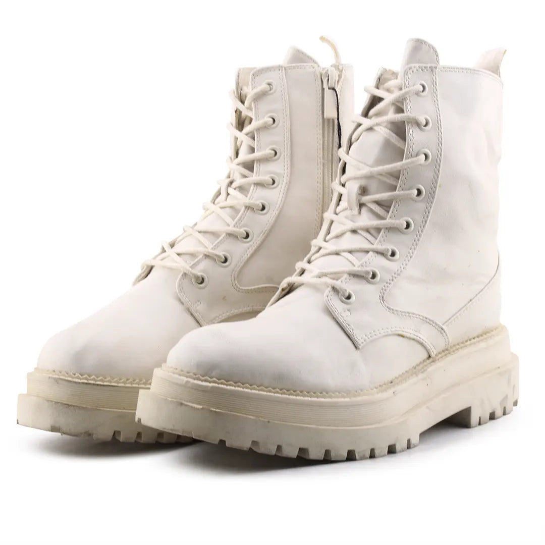 Stradivarius Zipper Lace Up Ankle Boot | 100% Authentic Leather