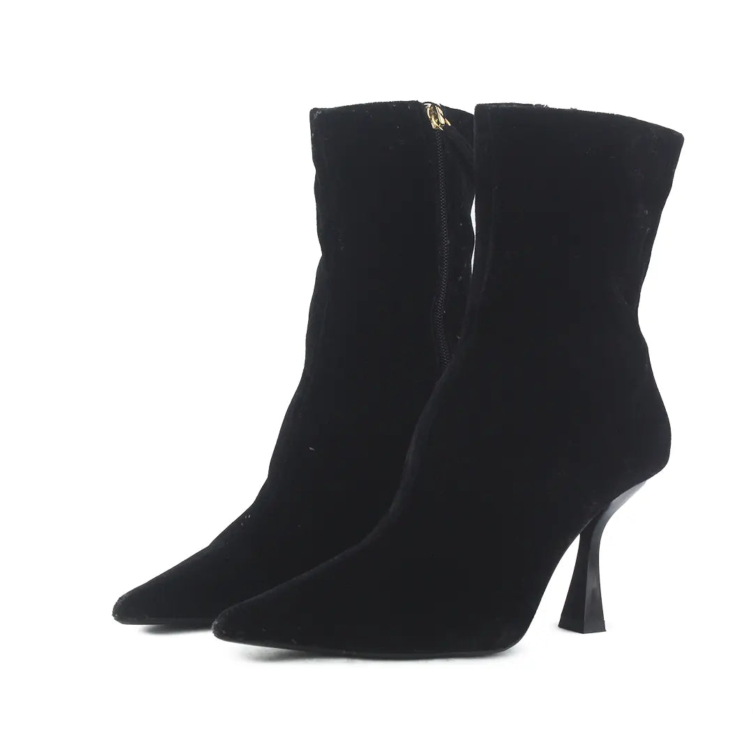 Zara Zipper Suede Ankle Boot