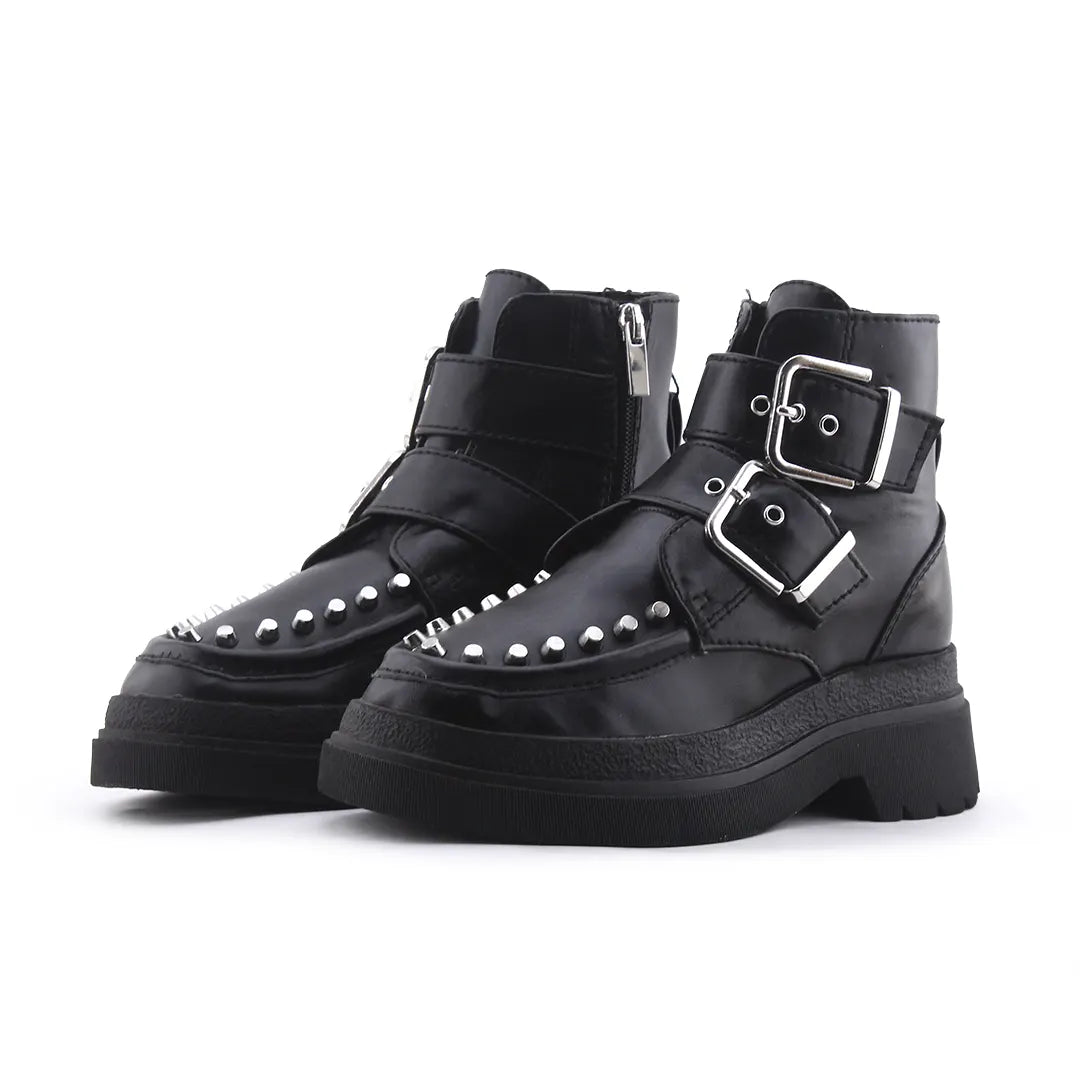 Stradivarius Zipper Buckle Strap Ankle Boot | 100% Authentic Leather