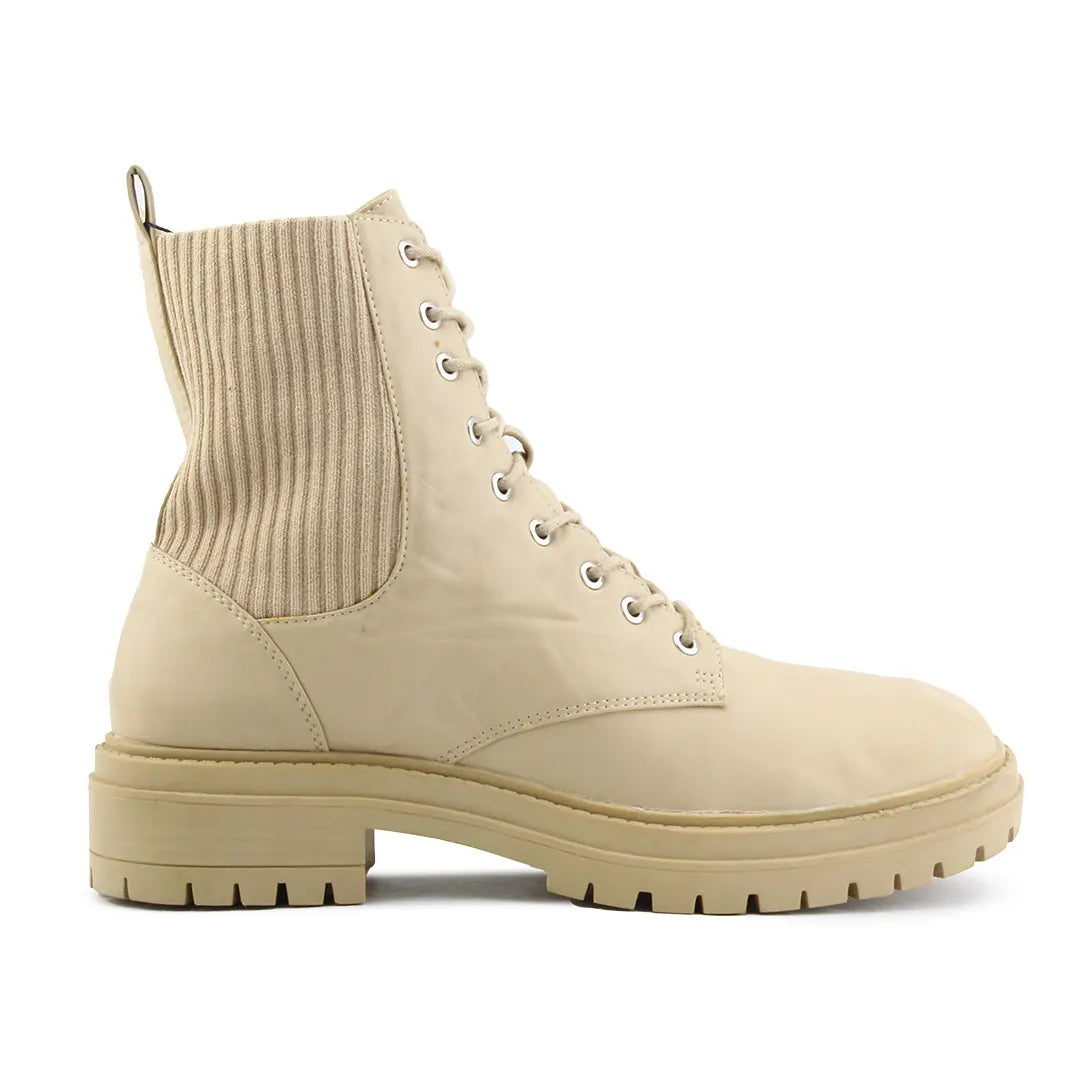 Lefties Zipper Stretchable Lace Up Ankle Boot | 100% Authentic Leather