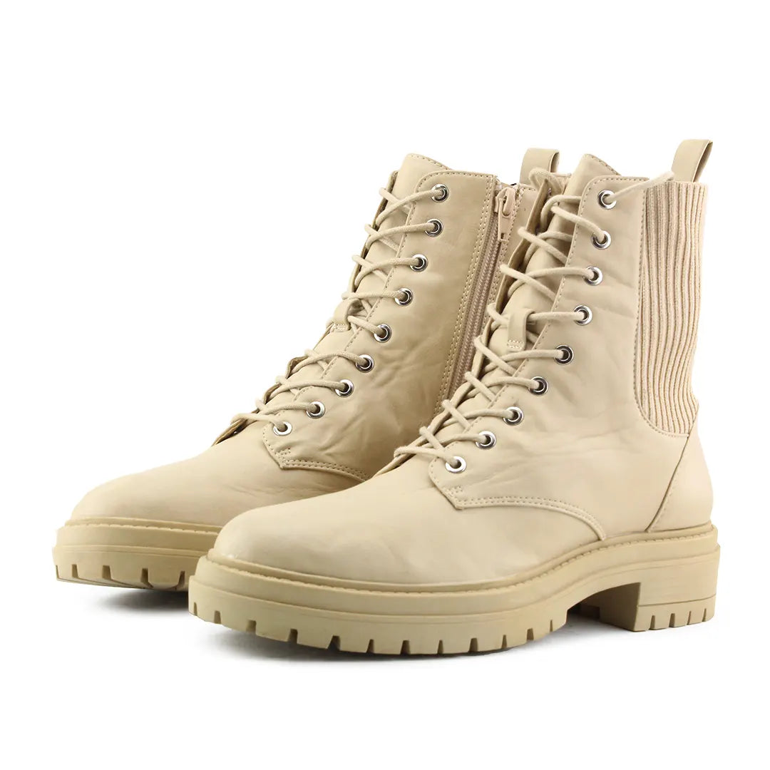 Lefties Zipper Stretchable Lace Up Ankle Boot | 100% Authentic Leather