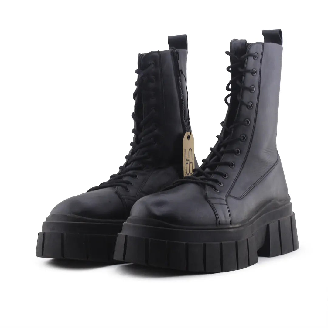 Bershka Zipper Lace Up Ankle Boot