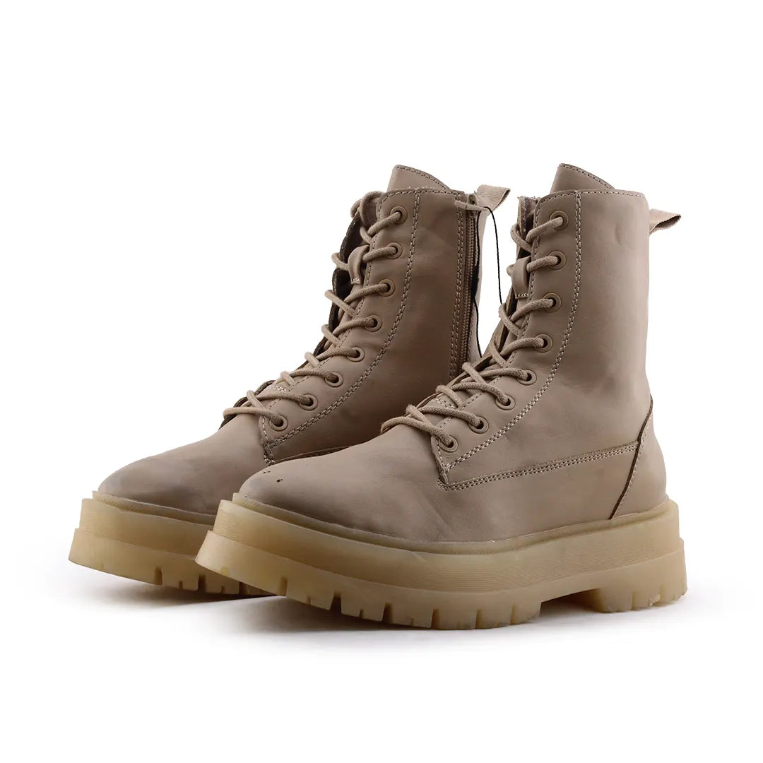 Stradivarius Zipper Lace Up Ankle Boot | 100% Authentic Leather
