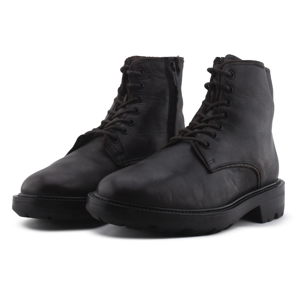 Massimo Dutti Zipper Lace Up Ankle Boot | 100% Authentic Leather