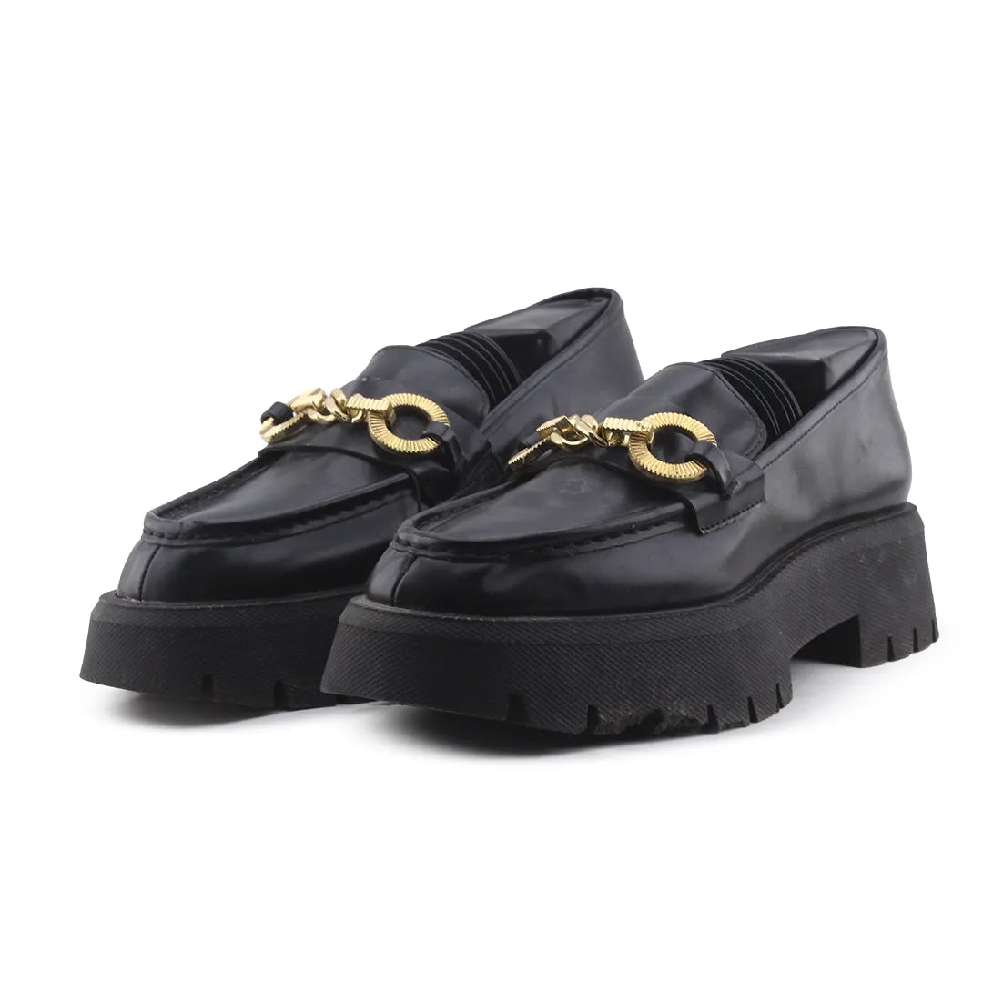 Zara Lug Sole Metal Embellished Moccasin