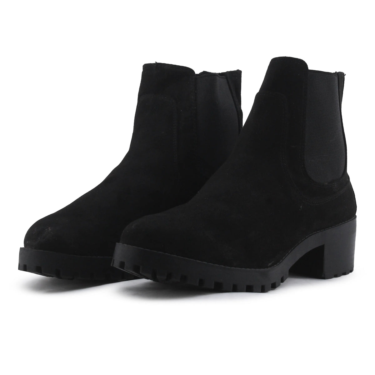 Lefties Stretchable Suede Block Ankle Boot