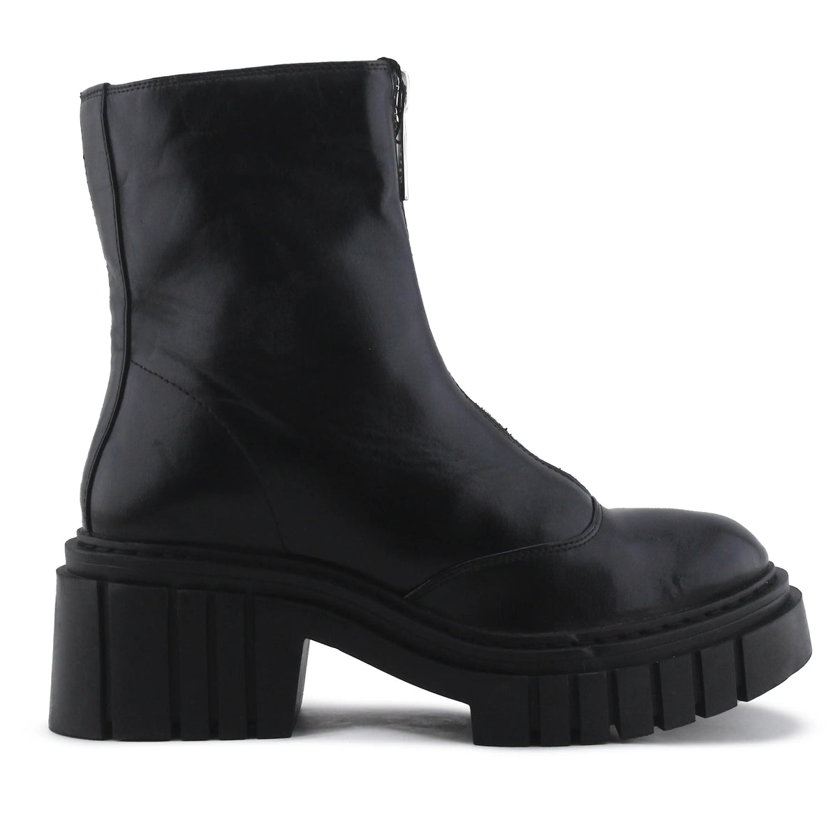Stradivarius Zipper Block Ankle Boot | 100% Authentic Leather