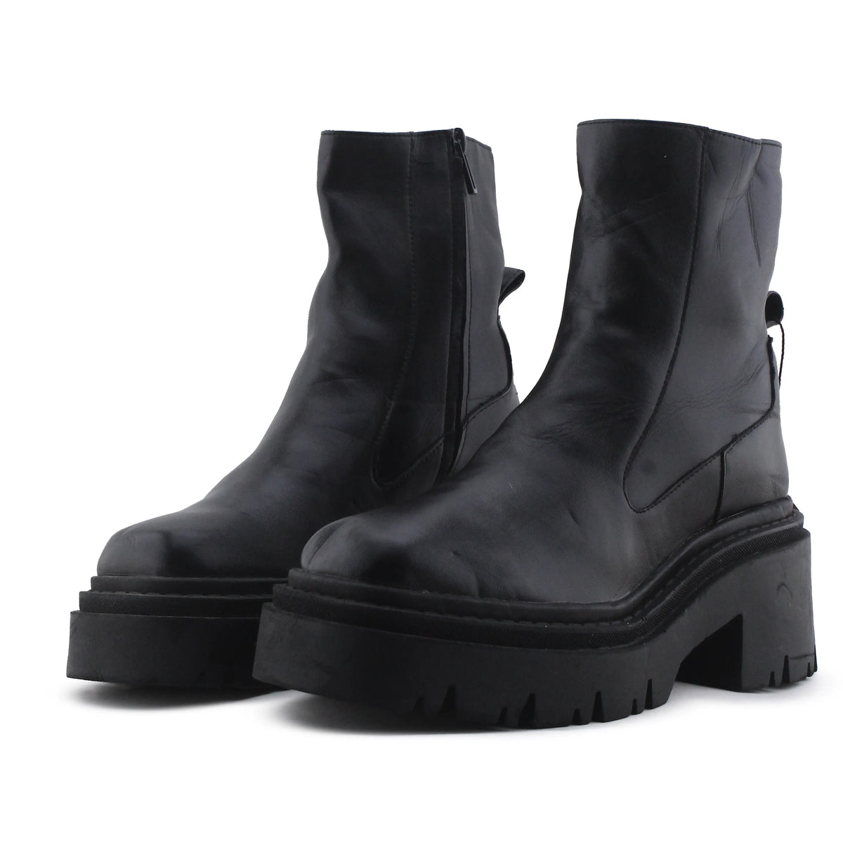 Zara Zipper Block Ankle Boot | 100% Authentic Leather