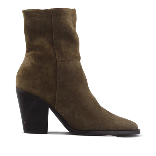Stradivarius Zipper Suede Ankle Boot