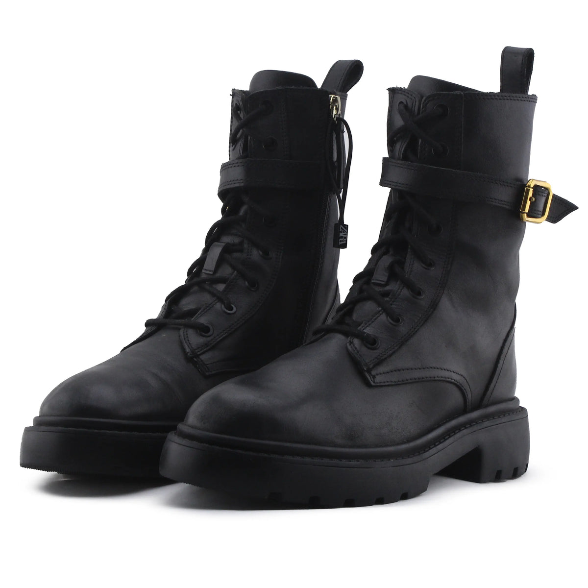 Zara Zipper Buckle Strap Lace Up Ankle Boot | 100% Authentic Leather