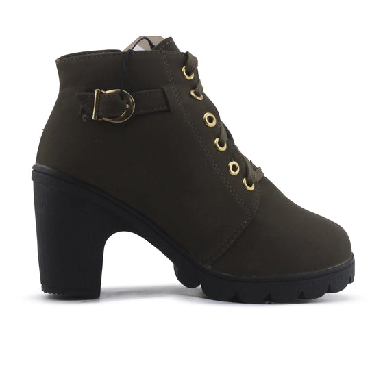 European Brand Zipper Buckle Strap Lace Up Ankle Boot