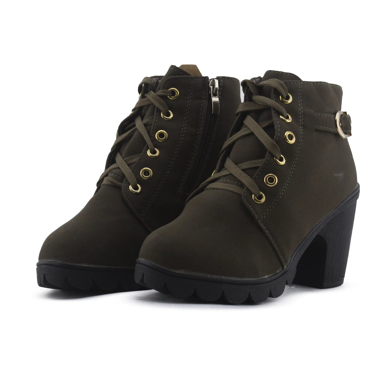 European Brand Zipper Buckle Strap Lace Up Ankle Boot
