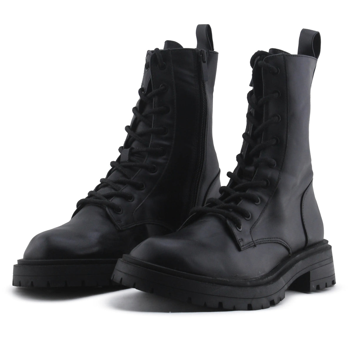 Pull & Bear Zipper Lace Up Ankle Boot | 100% Authentic Leather
