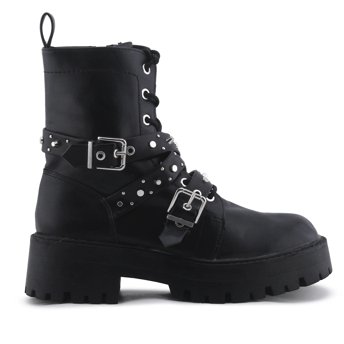 Pull & Bear Zipper Buckle Strap Ankle Boot | 100% Authentic Leather