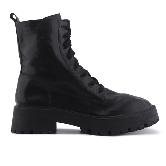 Pull & Bear Zipper Lace Up Ankle Boot | 100% Authentic Leather