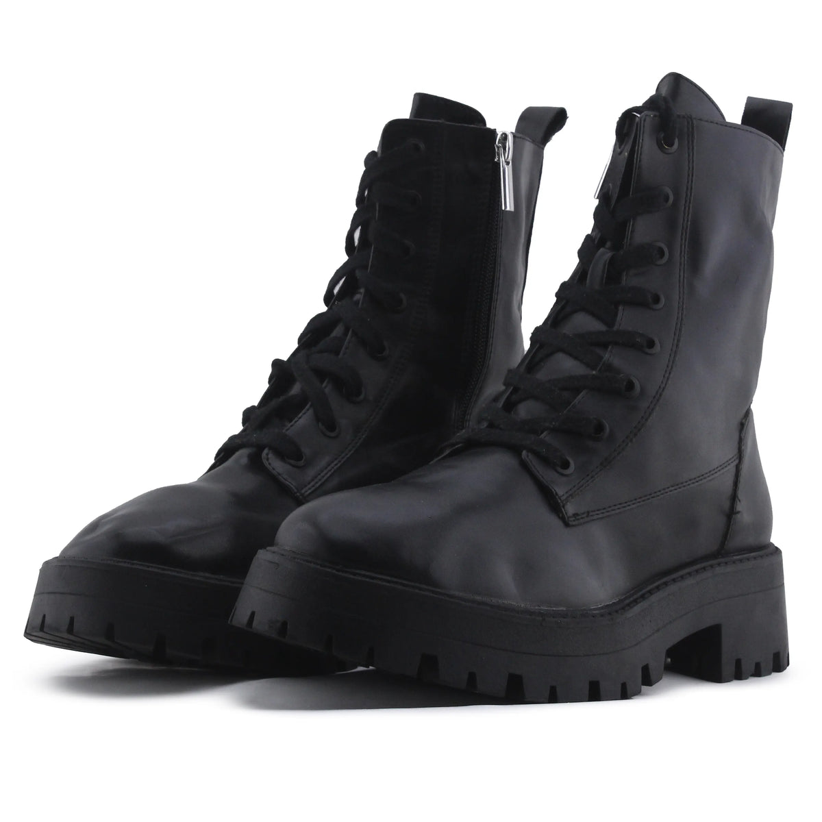 Pull & Bear Zipper Lace Up Ankle Boot | 100% Authentic Leather