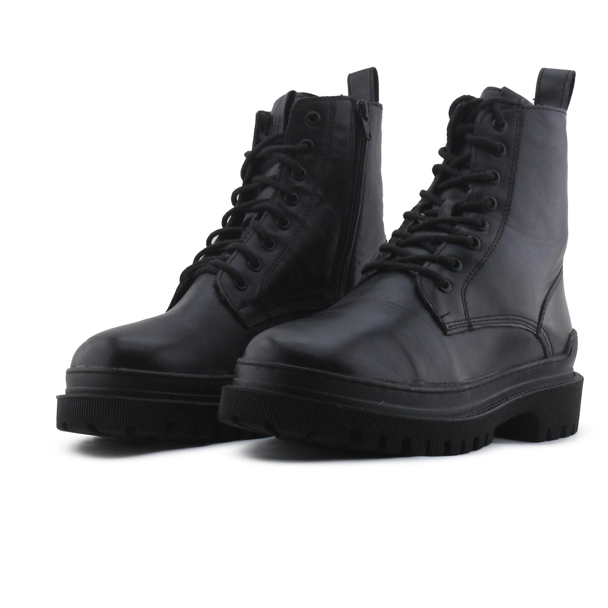 Pull & Bear Zipper Lace Up Ankle Boot | 100% Authentic Leather