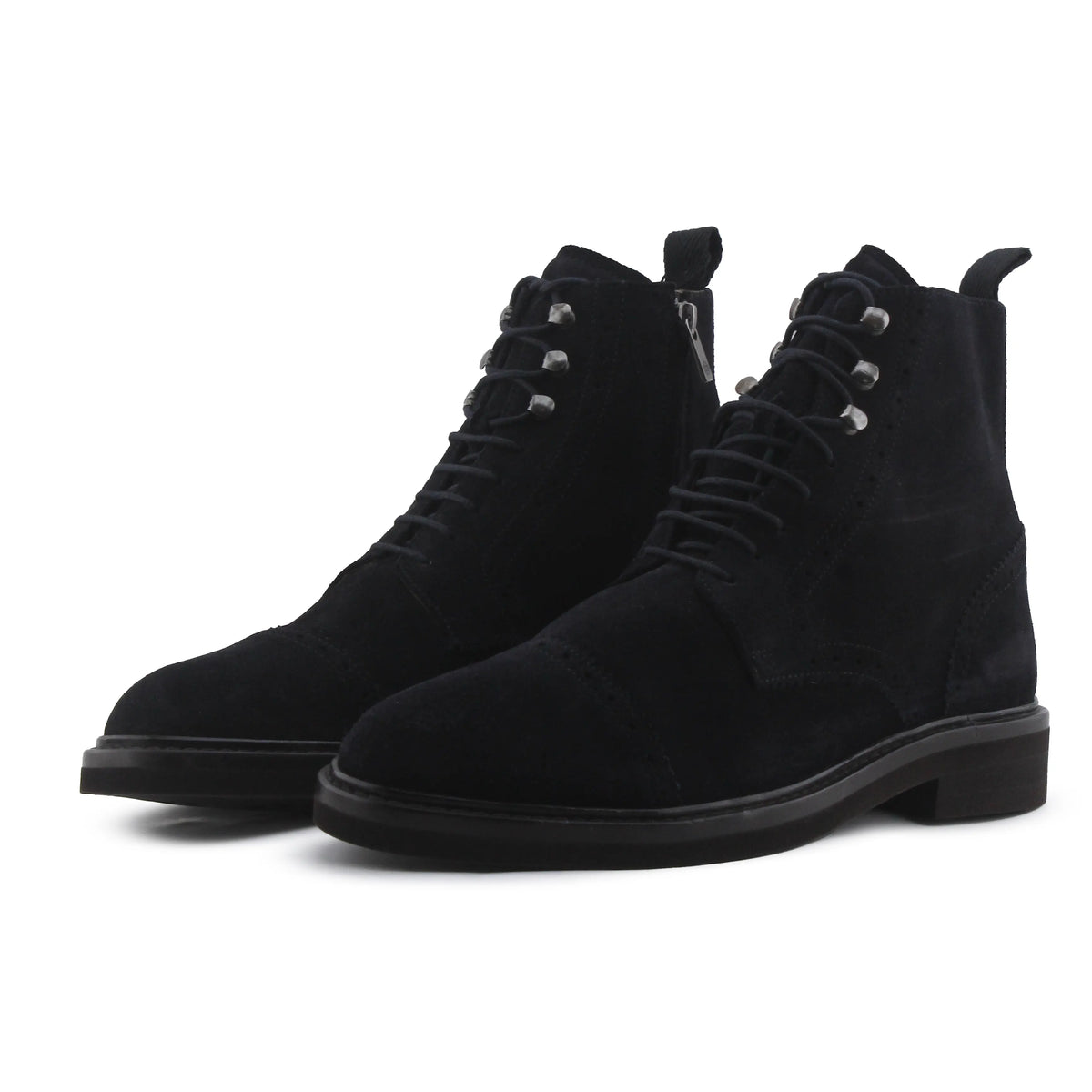 Massimo Dutti Zipper Lace Up Suede Ankle Boot