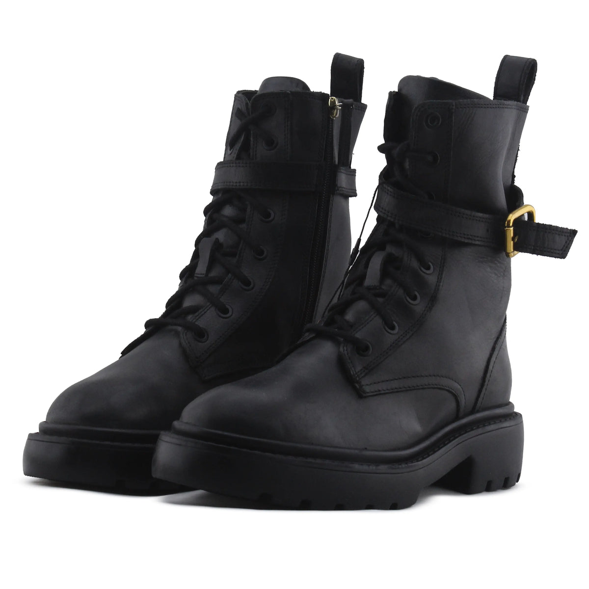Zara Zipper Buckle Strap Lace Up Ankle Boot | 100% Authentic Leather