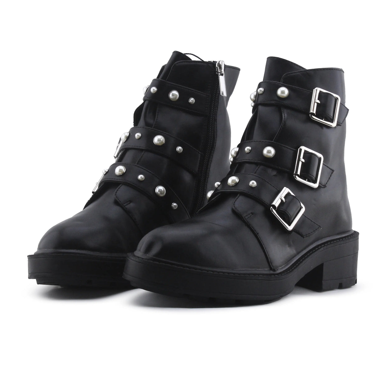 Pull & Bear Zipper Buckle Strap Ankle Boot | 100% Authentic Leather