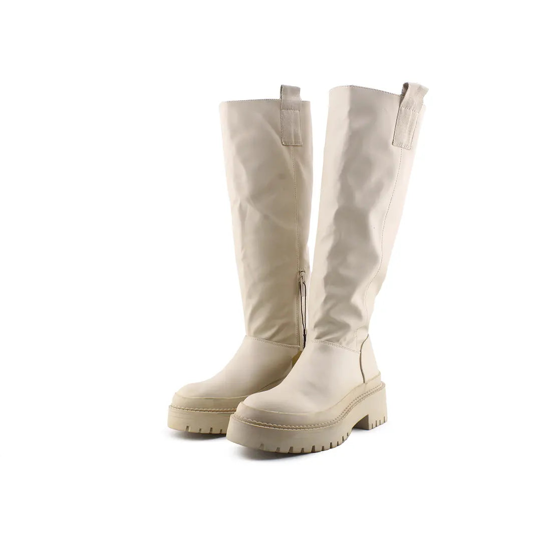 Stradivarius Zipper Knee High Boots (100% Authentic Leather)