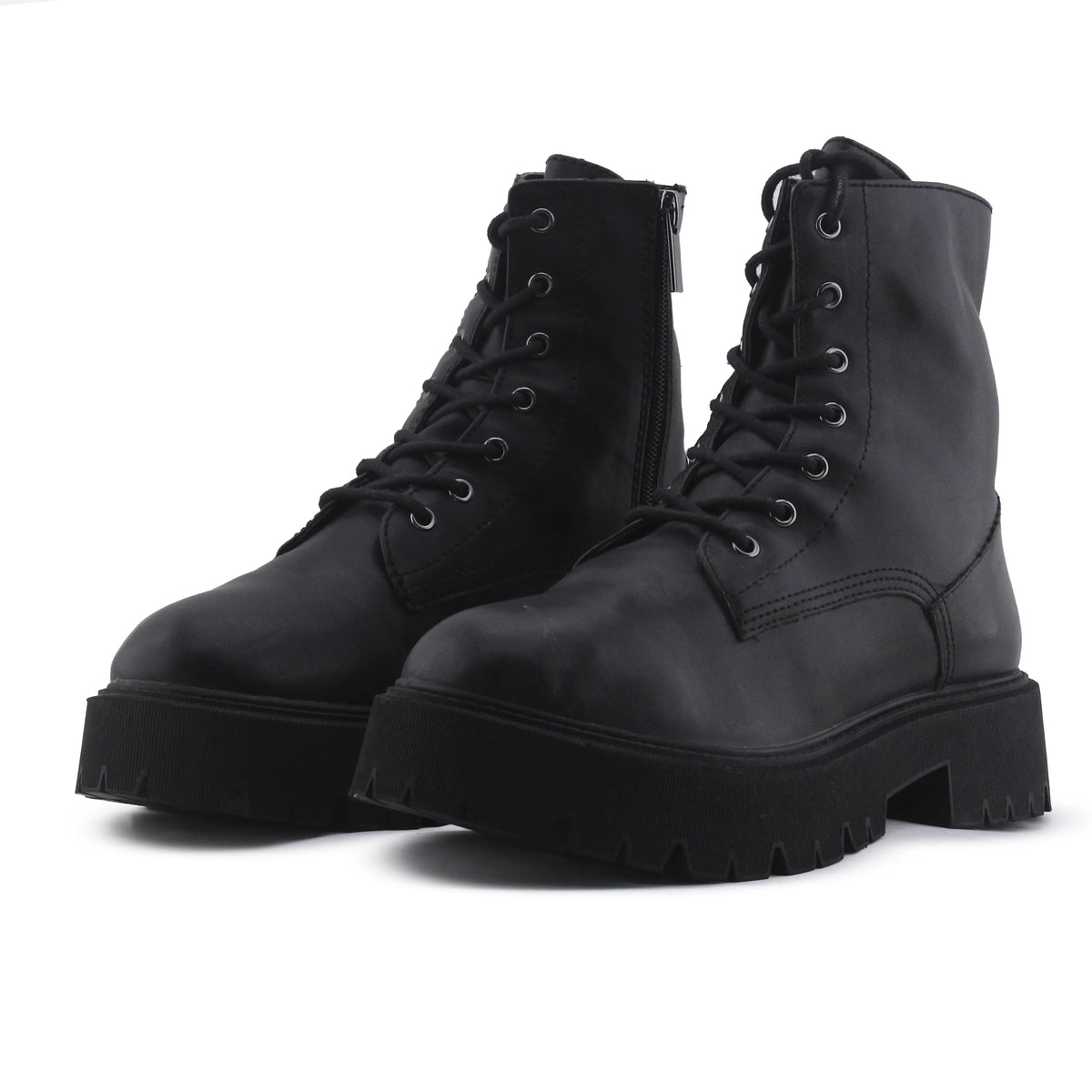 Bershka Zipper Lace Up Ankle Boot | 100% Authentic Leather