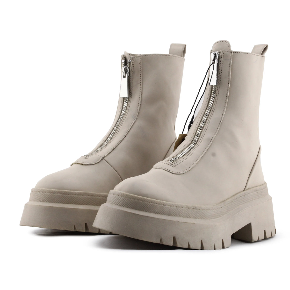 Pull & Bear Zipper Combat Ankle Boot | 100% Authentic Leather