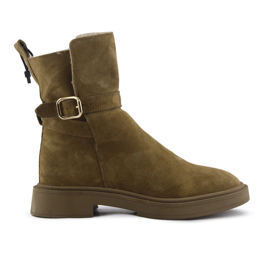 Zara Buckle Strap Suede Ankle Boot