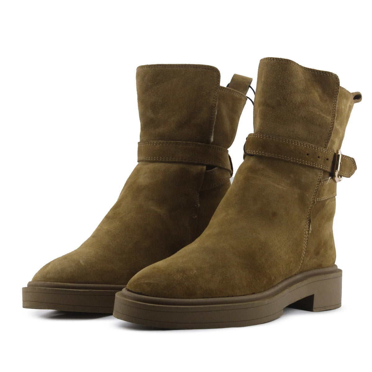 Zara Buckle Strap Suede Ankle Boot