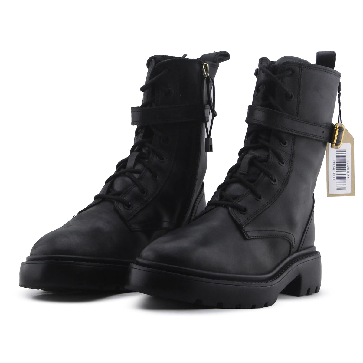 Zara Zipper Lace Up Buckle Strap Boot | 100% Authentic Leather