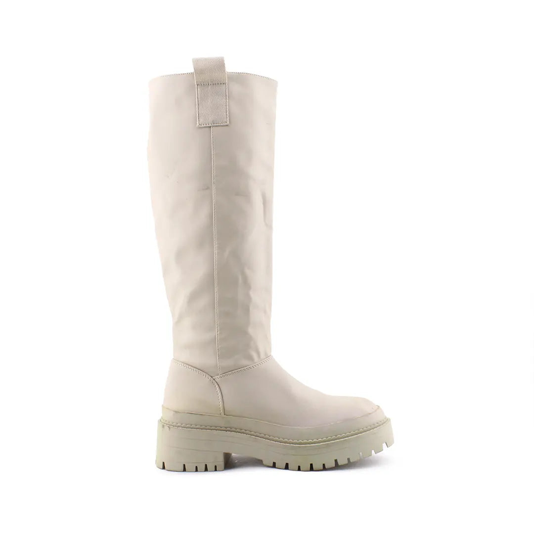 Stradivarius Zipper Knee High Boots (100% Authentic Leather)