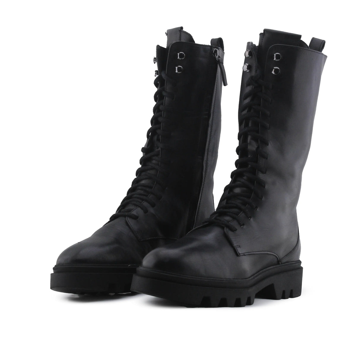 Massimo Dutti Zipper Lace Up Ankle Boot | 100% Authentic Leather