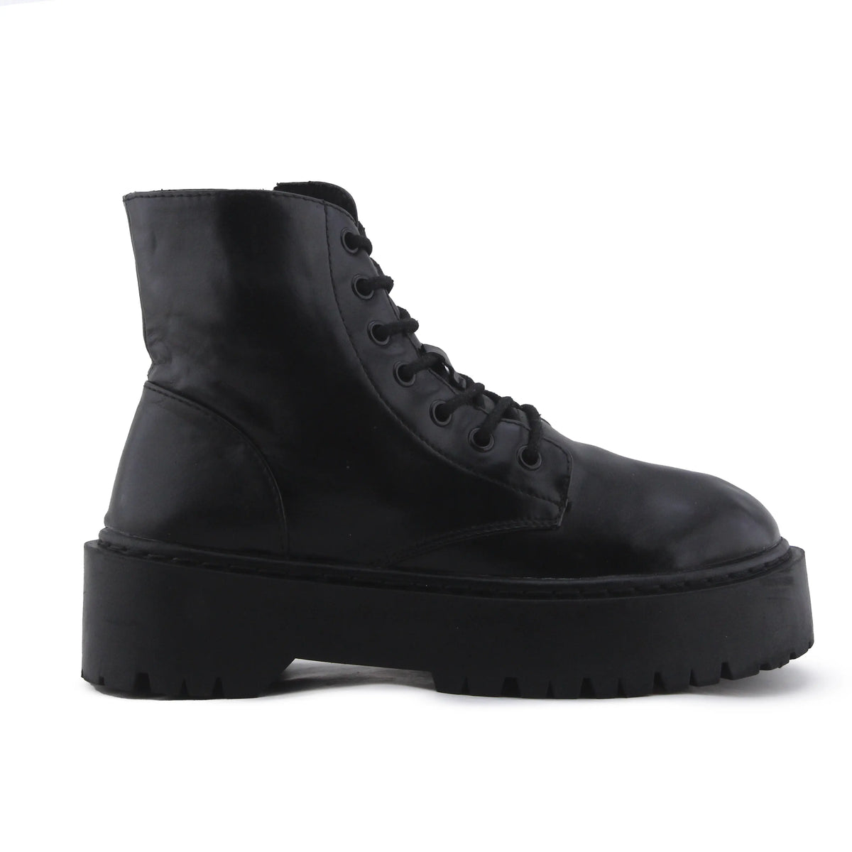 Pull & Bear Zipper Lace Up Ankle Boot | 100% Authentic Leather