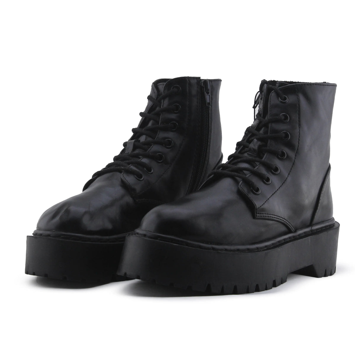 Pull & Bear Zipper Lace Up Ankle Boot | 100% Authentic Leather