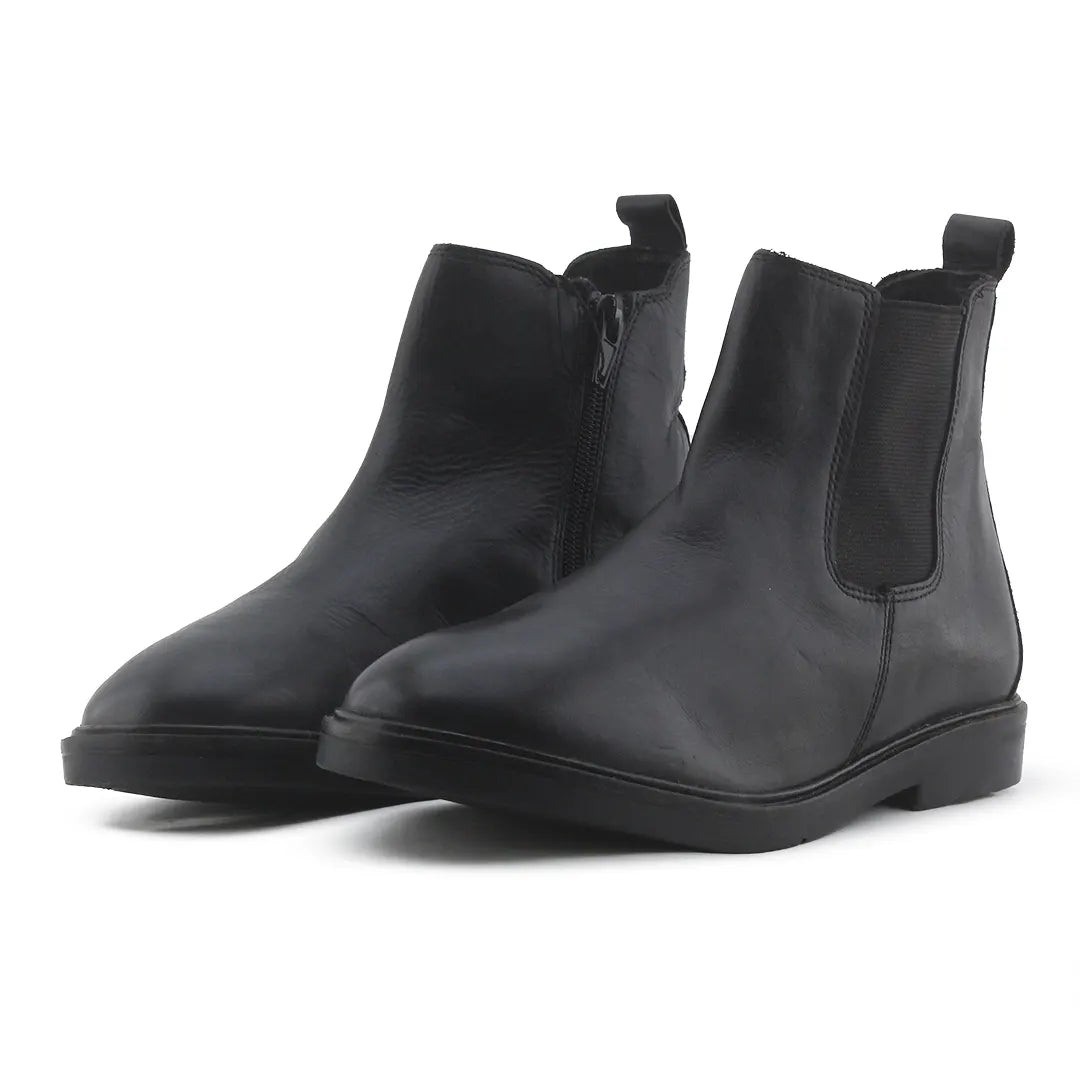 Zara Zipper Stretchable Chelsea Ankle Boots | 100% Authentic Leather