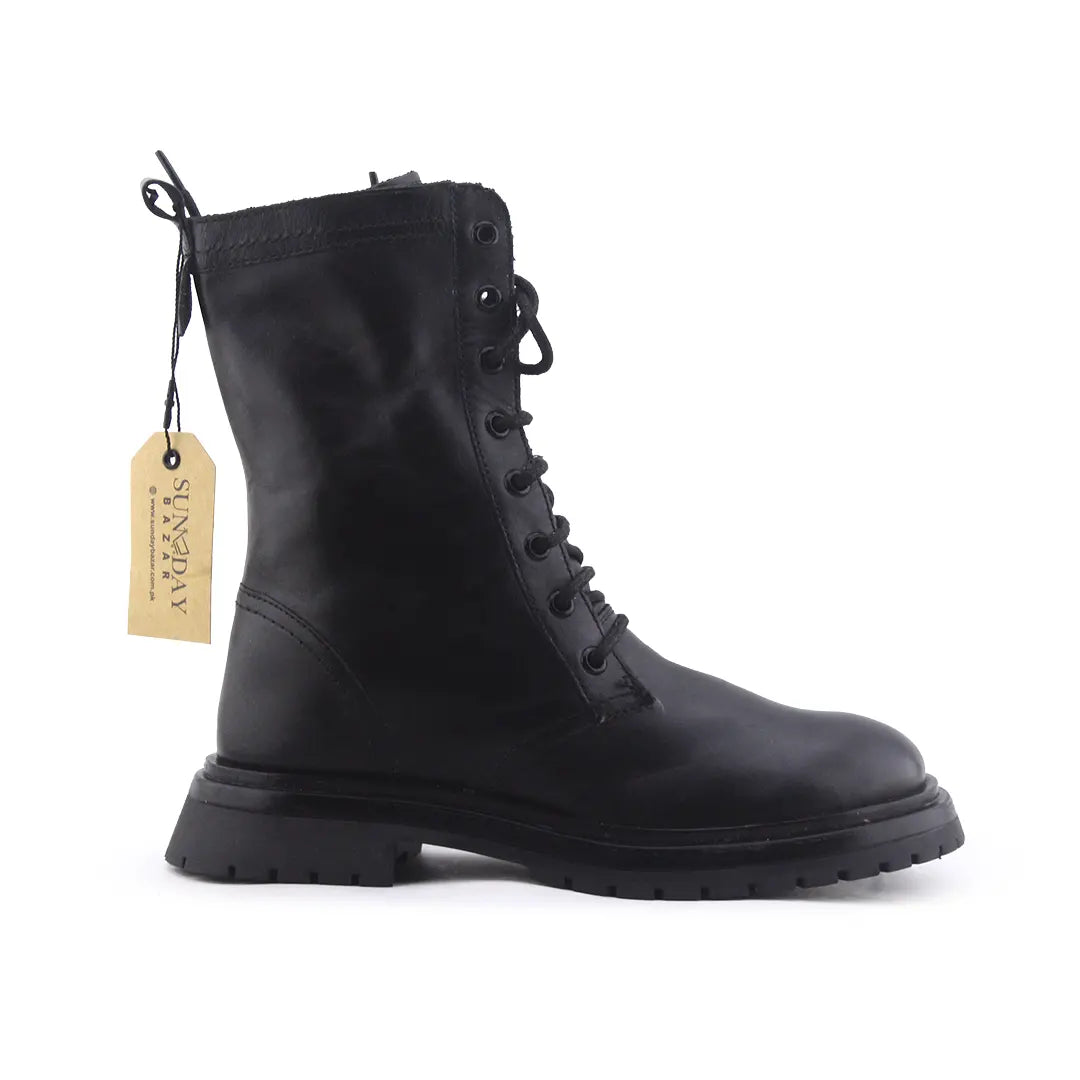 Zara Zipper Lace Up Ankle Boot | 100% Authentic Leather