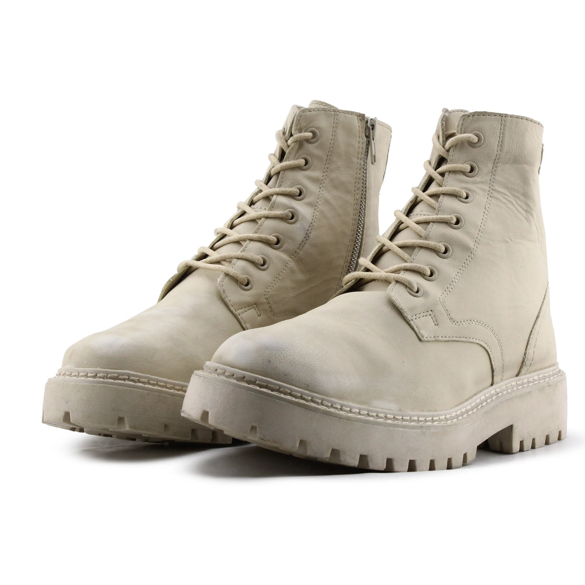Pull & Bear Zipper Lace Up Ankle Boot | 100% Authentic Leather