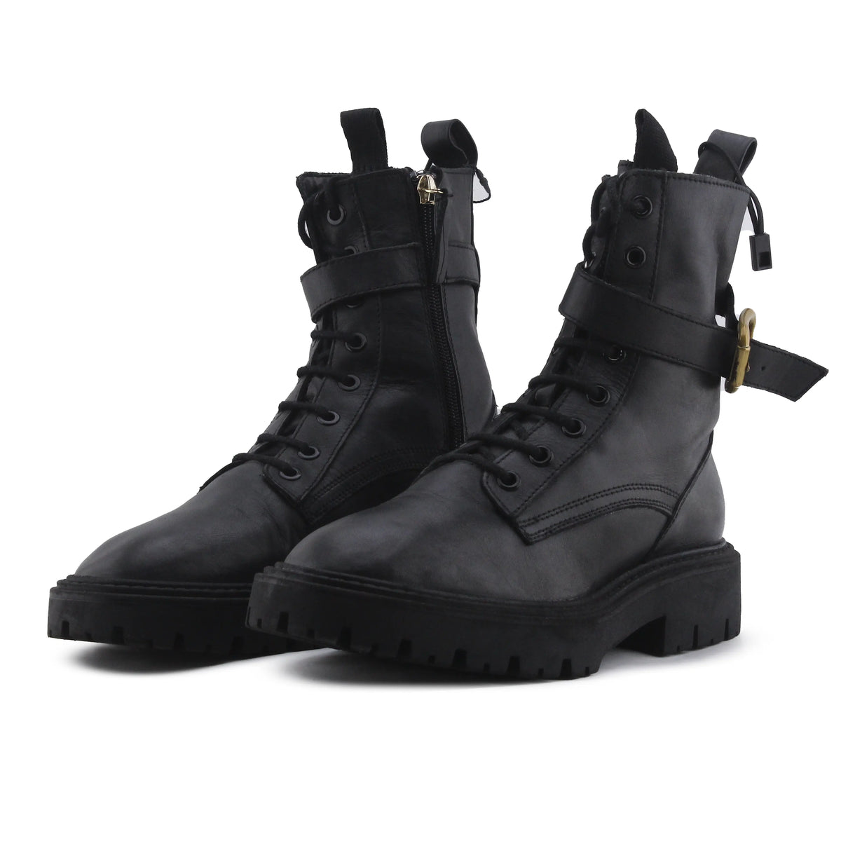 Zara Zipper Lace Up Buckle Strap Ankle Boot | 100% Authentic Leather