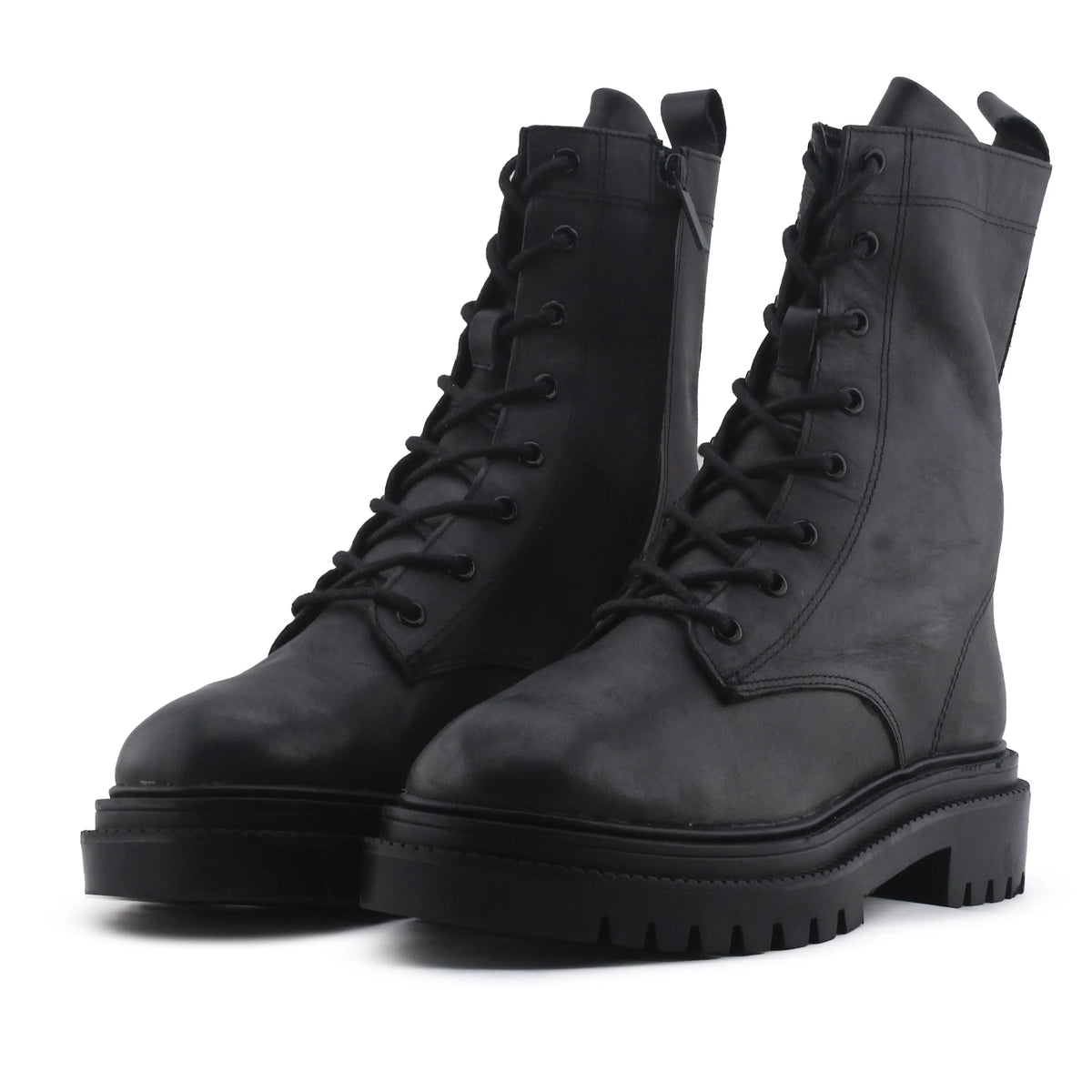 Pull & Bear Zipper Lace Up Ankle Boot | 100% Authentic Leather