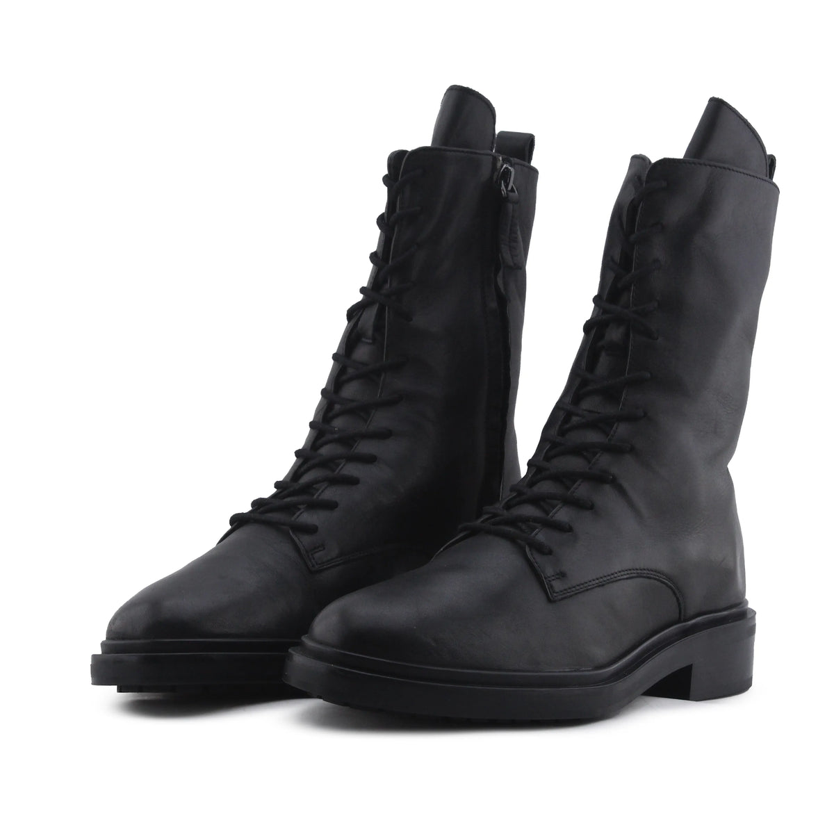 Massimo Dutti Zipper Lace Up Ankle Boot | 100% Authentic Leather
