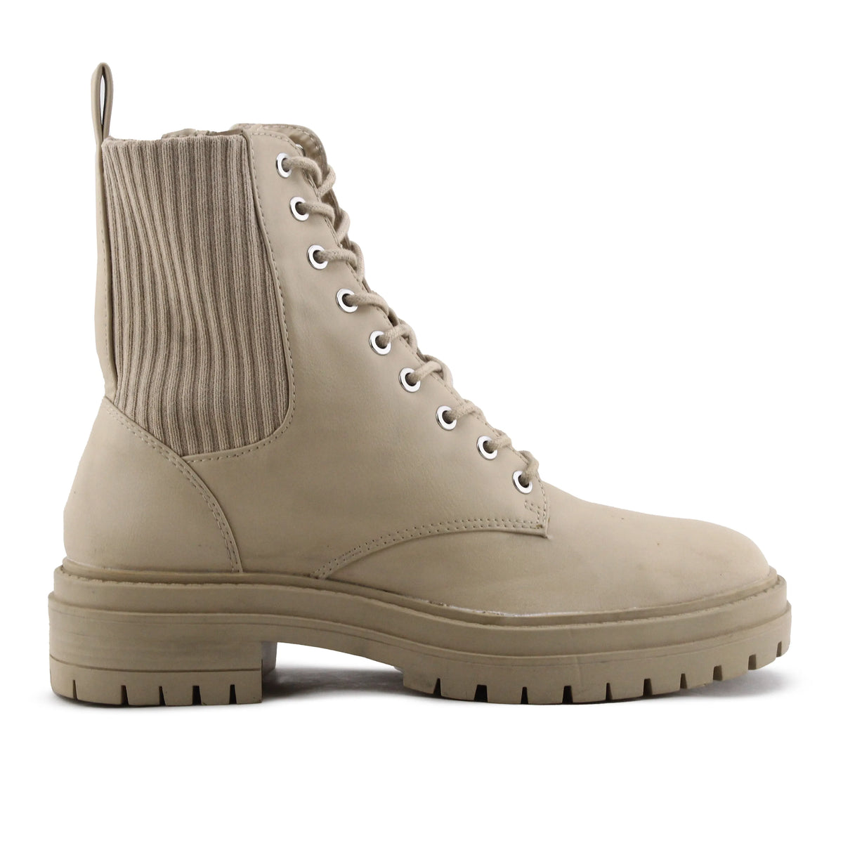 Lefties Zipper Stretchable Lace Up Ankle Boot – Brown – EU 36