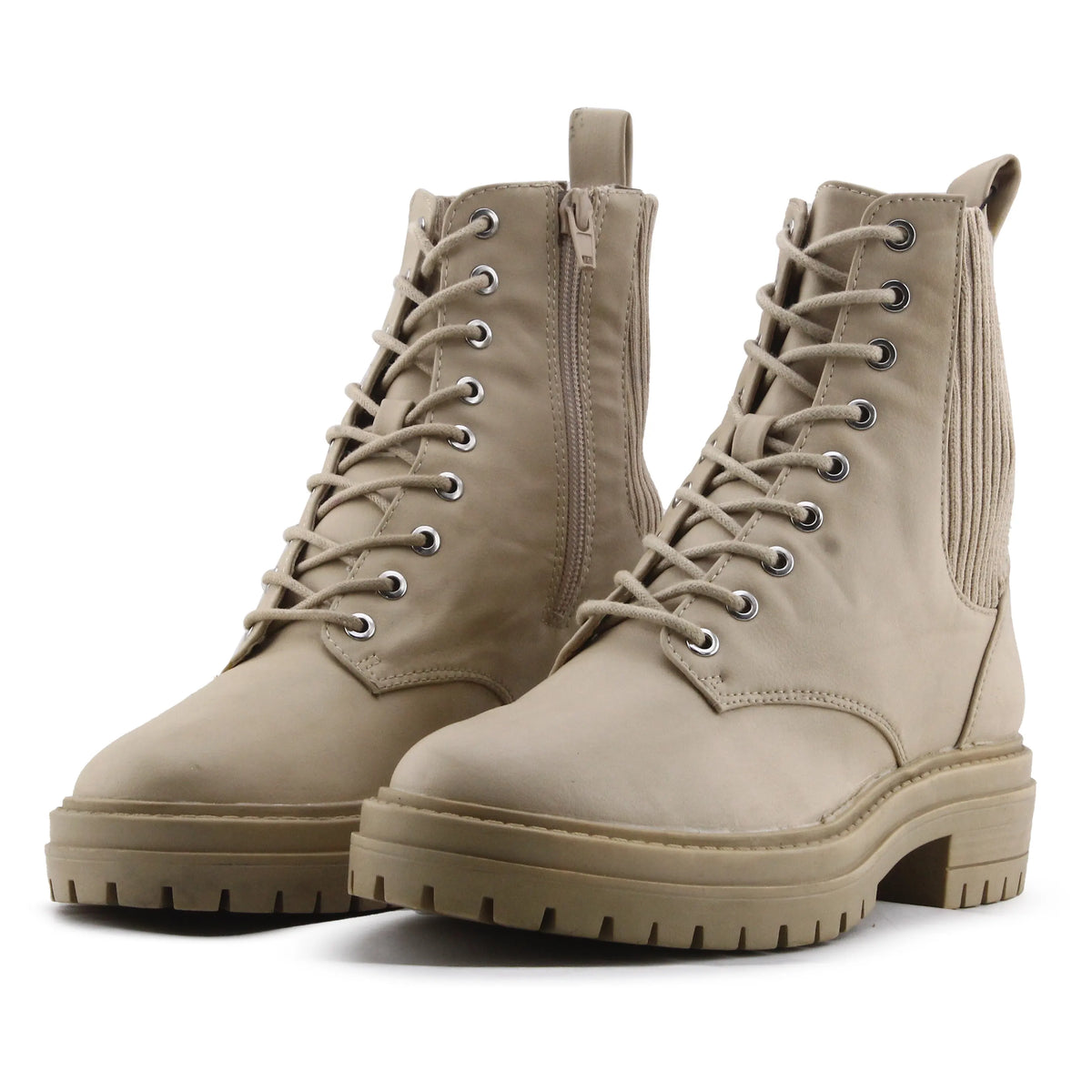 Lefties Zipper Stretchable Lace Up Ankle Boot | 100% Authentic Leather