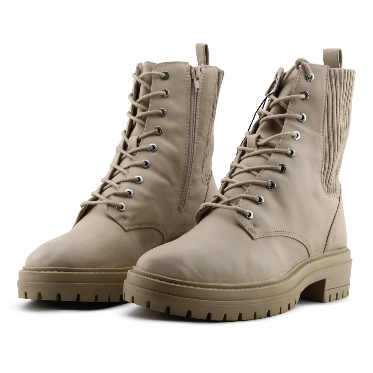 Lefties Zipper Stretchable Lace Up Ankle Boot | 100% Authentic Leather