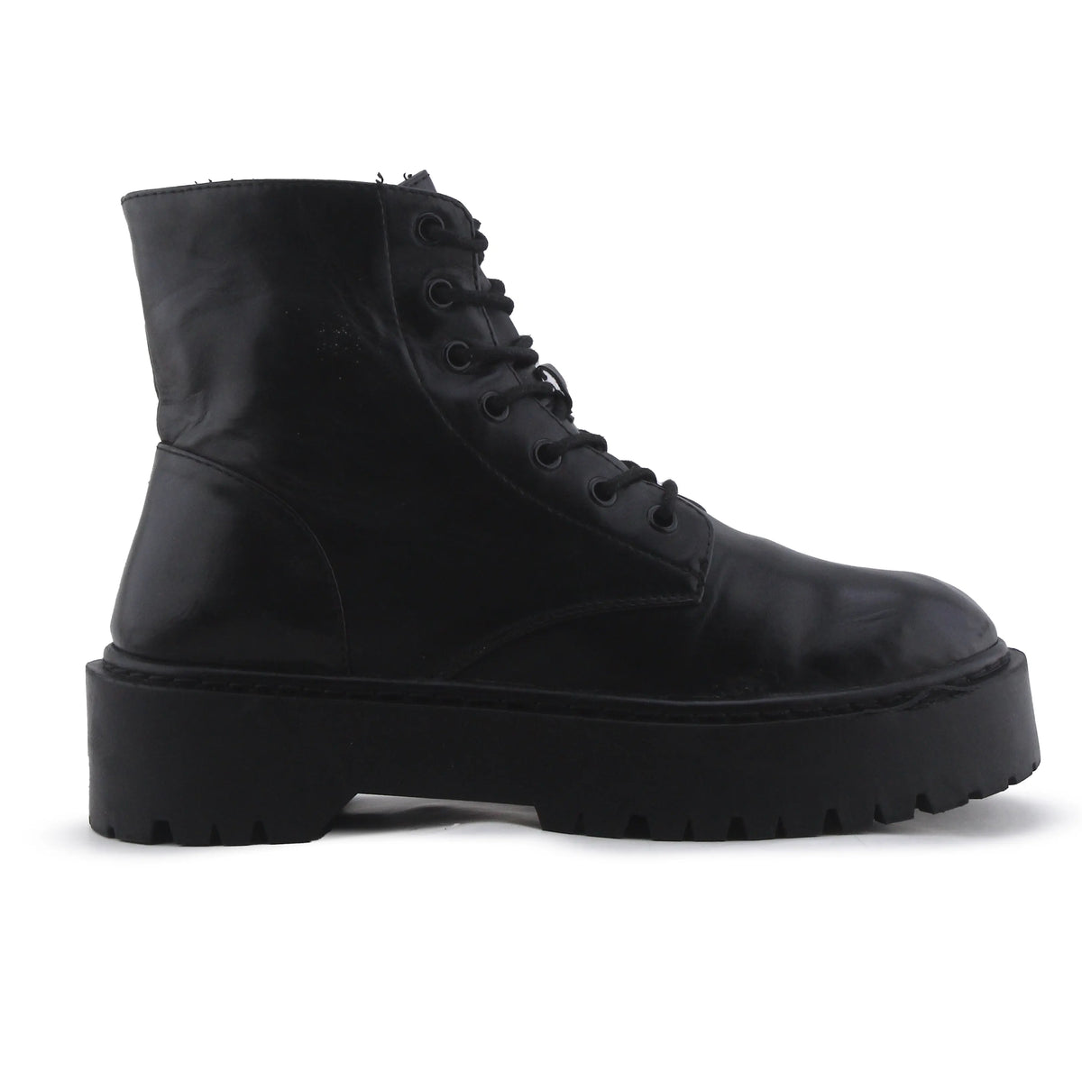 Pull & Bear Zipper Lace Up Ankle Boot | 100% Authentic Leather
