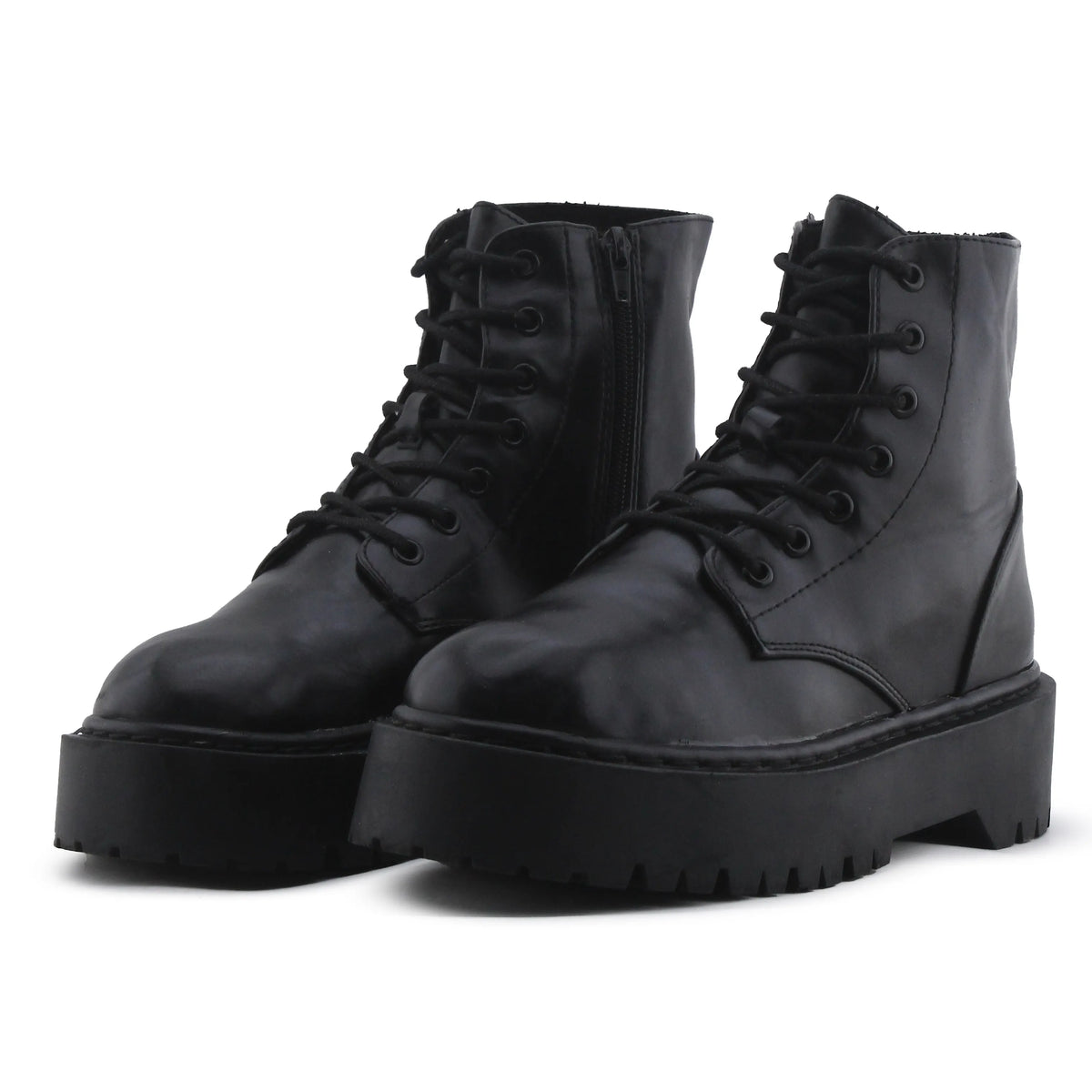 Pull & Bear Zipper Lace Up Ankle Boot | 100% Authentic Leather