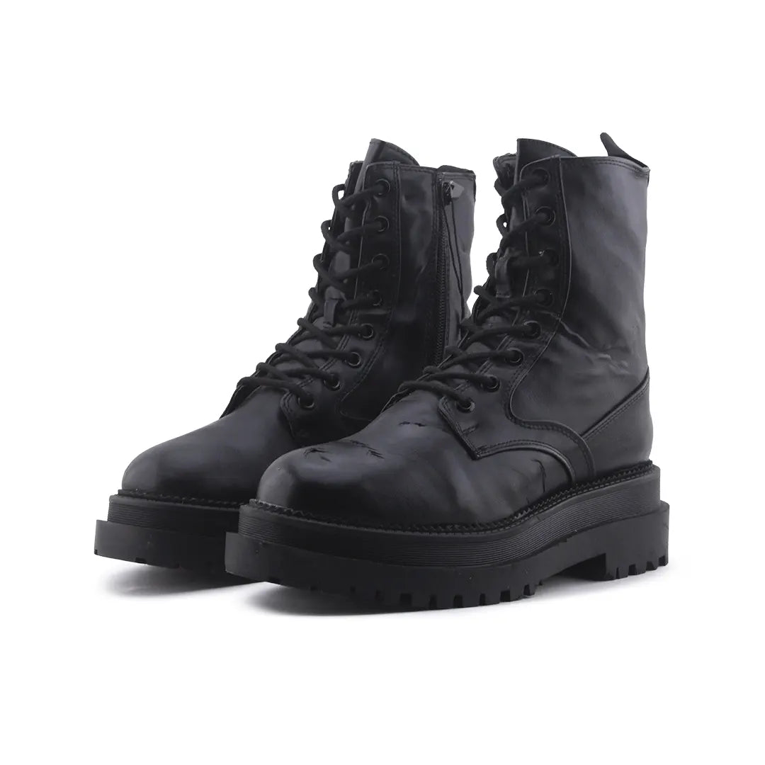 Stradivarius Zipper Lace Up Ankle Boot | 100% Authentic Leather