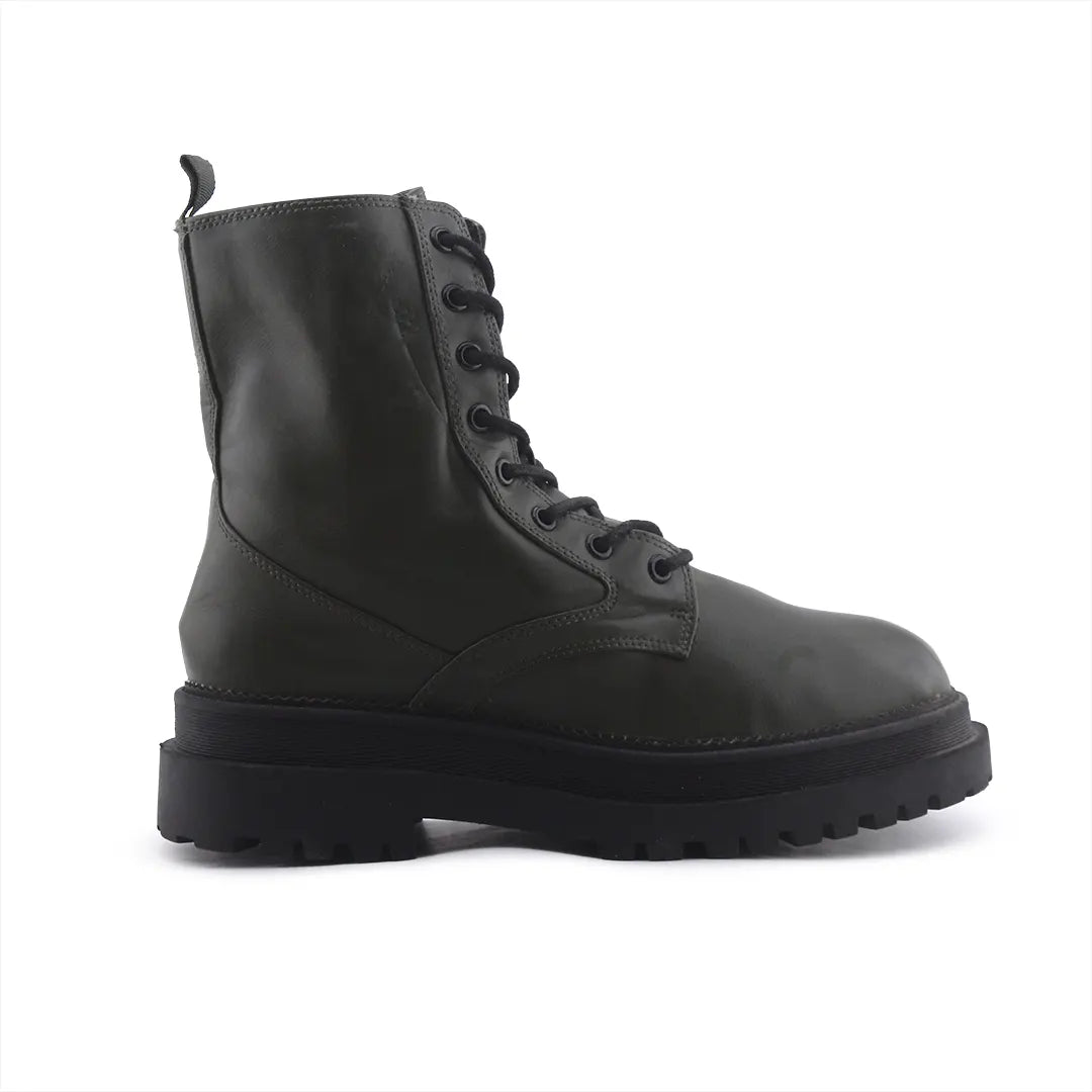 Stradivarius Zipper Lace Up Ankle Boot | 100% Authentic Leather