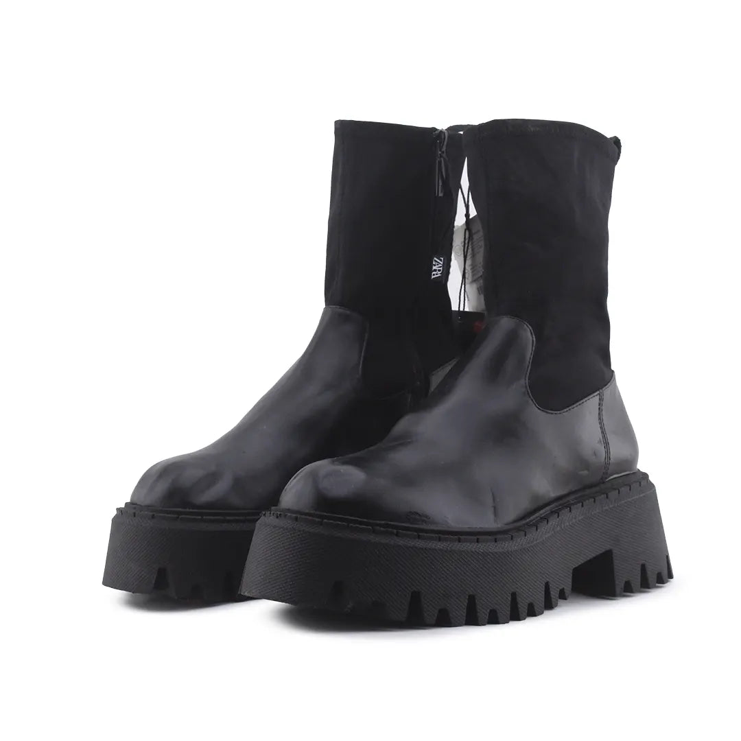 Zara Zipper Stretchable Ankle Boot | 100% Authentic Leather