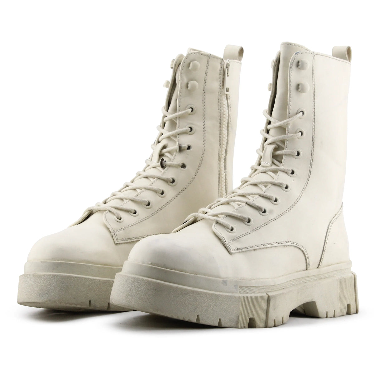 Bershka Zipper Lace Up Ankle Boot | 100% Authentic Leather