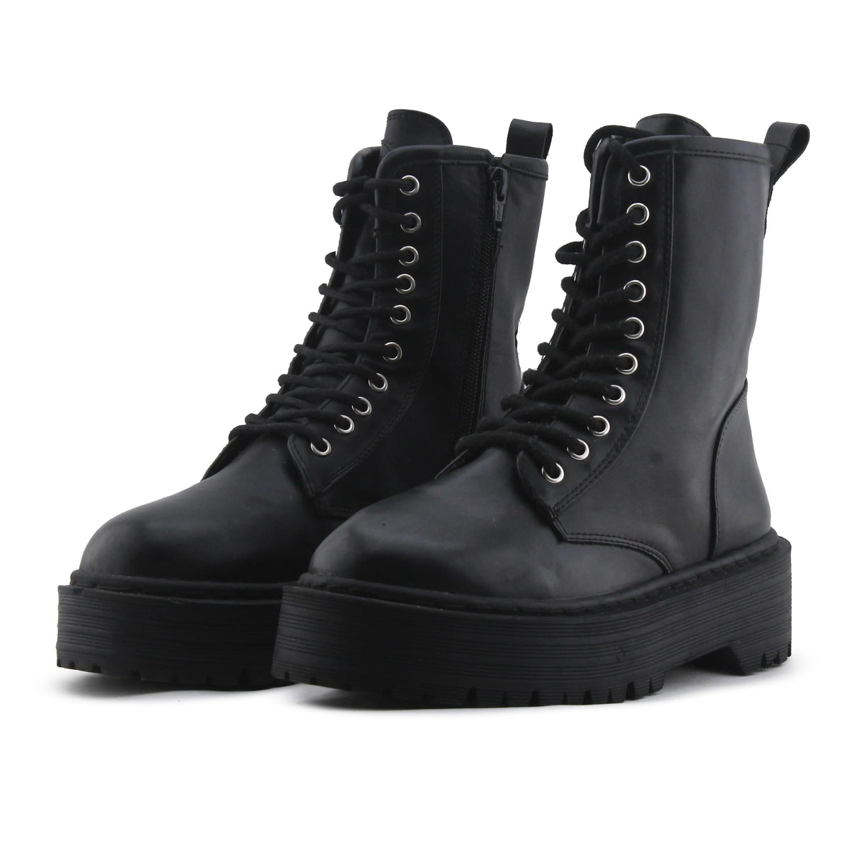 Pull & Bear Zipper Lace Up Ankle Boot | 100% Authentic Leather